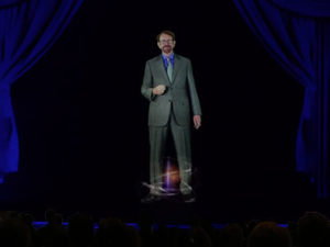 Daniel Burrus hologram on stage in Toronto, Canada