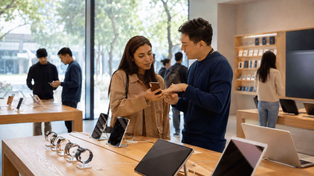 Apple connects physical products with digital services